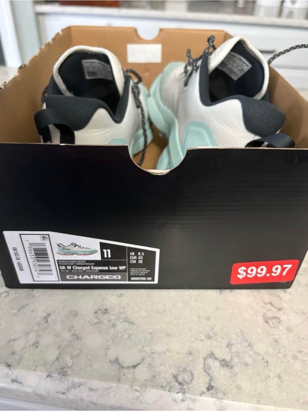 Under Armour Women's Mint Green & White Athletic Sneakers with Black Accents - Picture 4 of 6
